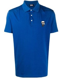 Polo brodé bleu Karl Lagerfeld