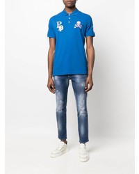 Polo brodé bleu Philipp Plein