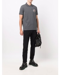 Polo brodé gris foncé Moncler