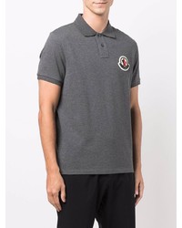 Polo brodé gris foncé Moncler