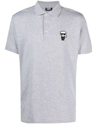 Polo brodé gris Karl Lagerfeld