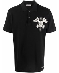 Polo brodé noir Alexander McQueen