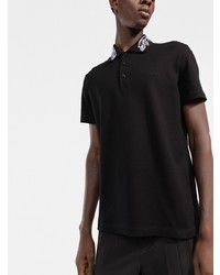 Polo brodé noir Versace