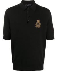 Polo brodé noir Dolce & Gabbana