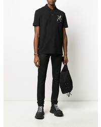 Polo brodé noir Alexander McQueen