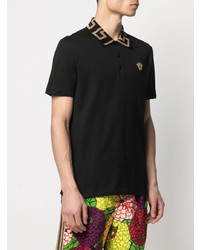 Polo brodé noir Versace