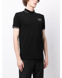 Polo brodé noir Hackett