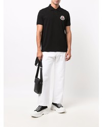 Polo brodé noir Moncler