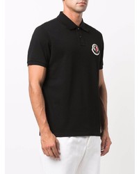 Polo brodé noir Moncler