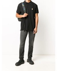 Polo brodé noir Moschino