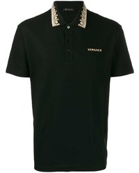 Polo brodé noir Versace