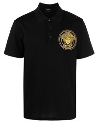 Polo brodé noir Versace