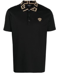 Polo brodé noir Versace