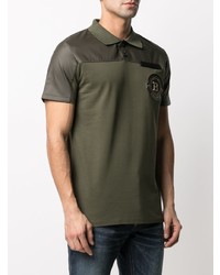 Polo brodé olive Balmain