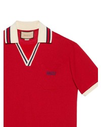 Polo brodé rouge Gucci