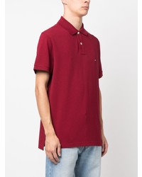 Polo brodé rouge Tommy Hilfiger