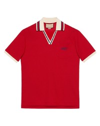 Polo brodé rouge Gucci