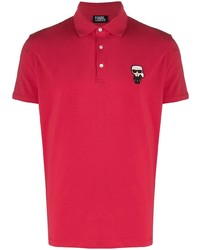 Polo brodé rouge Karl Lagerfeld