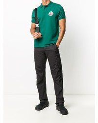 Polo brodé vert foncé Moncler