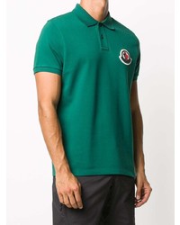 Polo brodé vert foncé Moncler