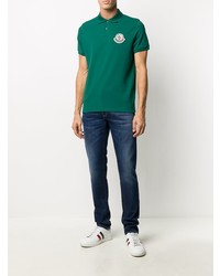 Polo brodé vert foncé Moncler