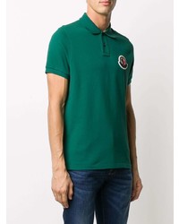 Polo brodé vert foncé Moncler