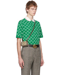 Polo brodé vert Gucci