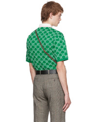 Polo brodé vert Gucci