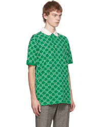 Polo brodé vert Gucci