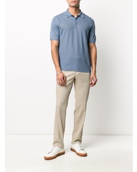 Polo en lin bleu clair Corneliani