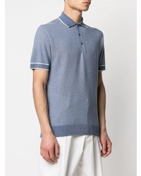 Polo en lin bleu clair Corneliani