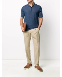 Polo en lin bleu marine Corneliani