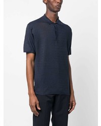 Polo en lin bleu marine Corneliani