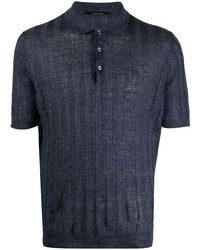 Polo en lin bleu marine Tagliatore