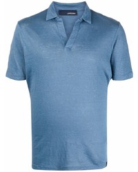 Polo en lin bleu Lardini