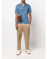 Polo en lin bleu Lardini