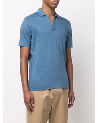 Polo en lin bleu Lardini