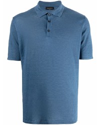 Polo en lin bleu Roberto Collina