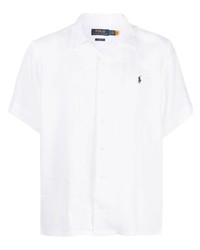 Polo en lin brodé blanc