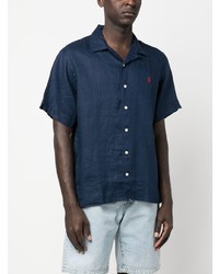 Polo en lin brodé bleu marine Polo Ralph Lauren