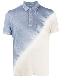 Polo en lin imprimé tie-dye bleu clair