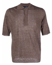 Polo en lin marron Lardini