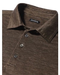 Polo en lin marron Zegna