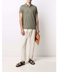 Polo en lin olive Majestic Filatures