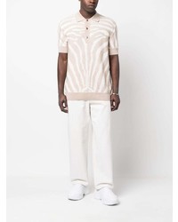 Polo imprimé beige Balmain