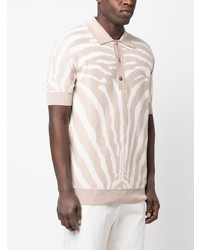 Polo imprimé beige Balmain