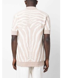 Polo imprimé beige Balmain