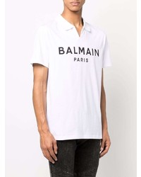 Polo imprimé blanc et noir Balmain