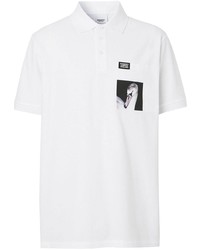 Polo imprimé blanc Burberry