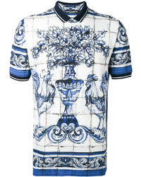 Polo imprimé bleu clair Dolce & Gabbana